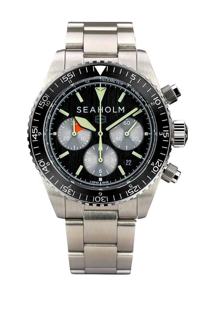 flats chronograph watch black bracelet