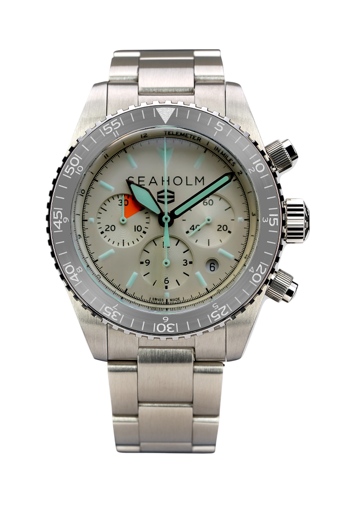 flats chronograph watch tan bracelet