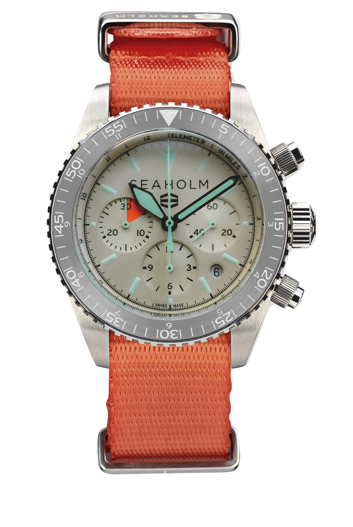 flats chronograph watch tan bracelet