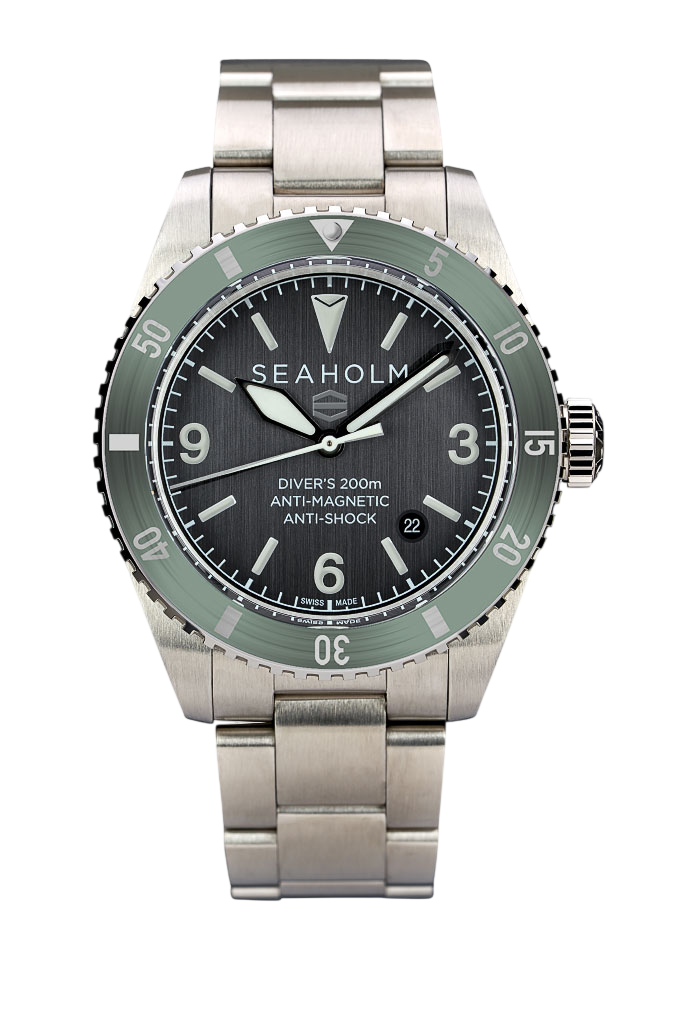 offshore dive watch seafoam green bracelet